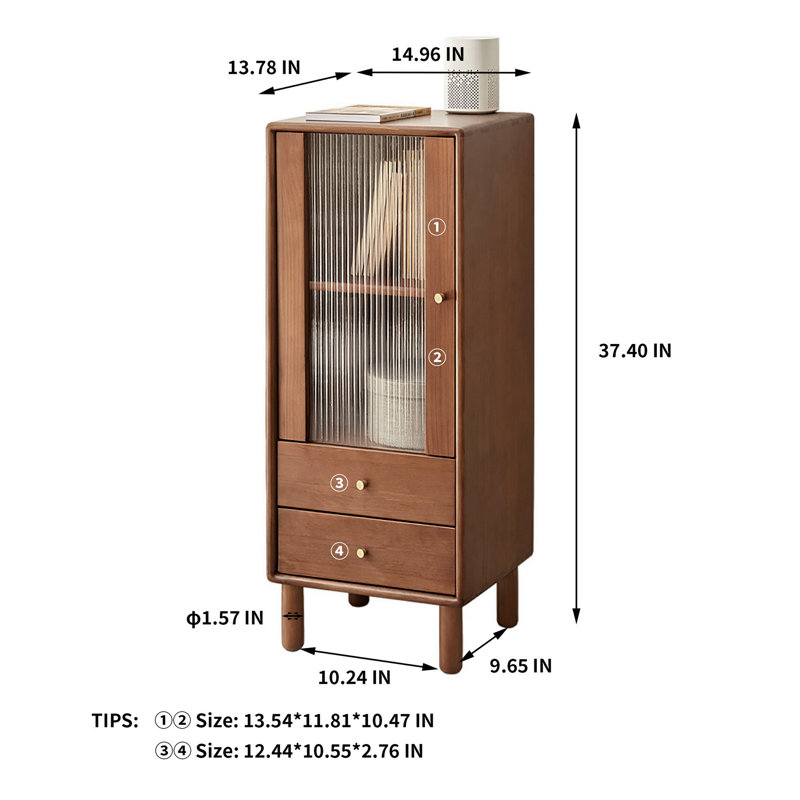 Latitude Run® Brynden Solid Wood 1 Door Corner Accent Tall